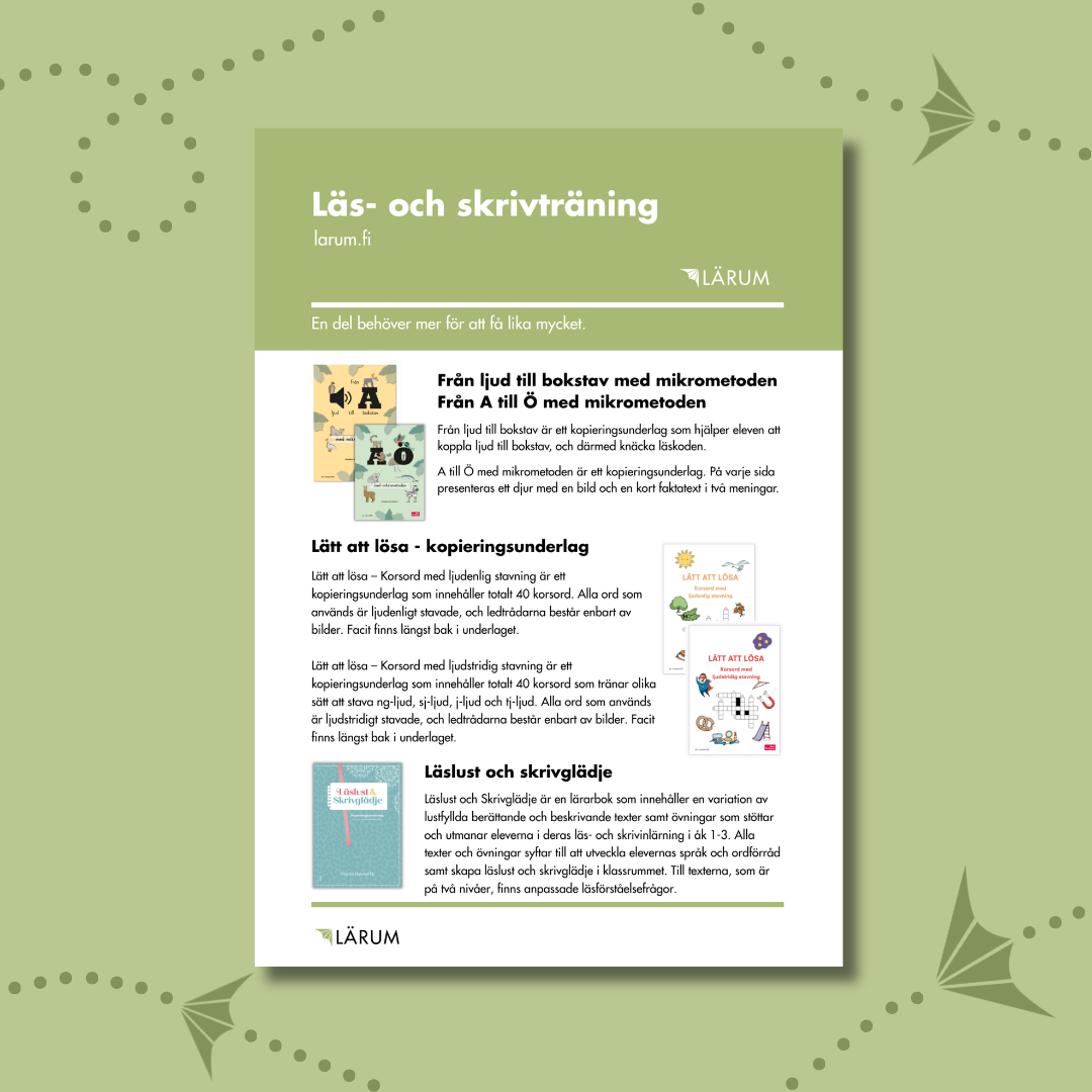 Pärmbilden för Infoblad - Läs- och skrivträning