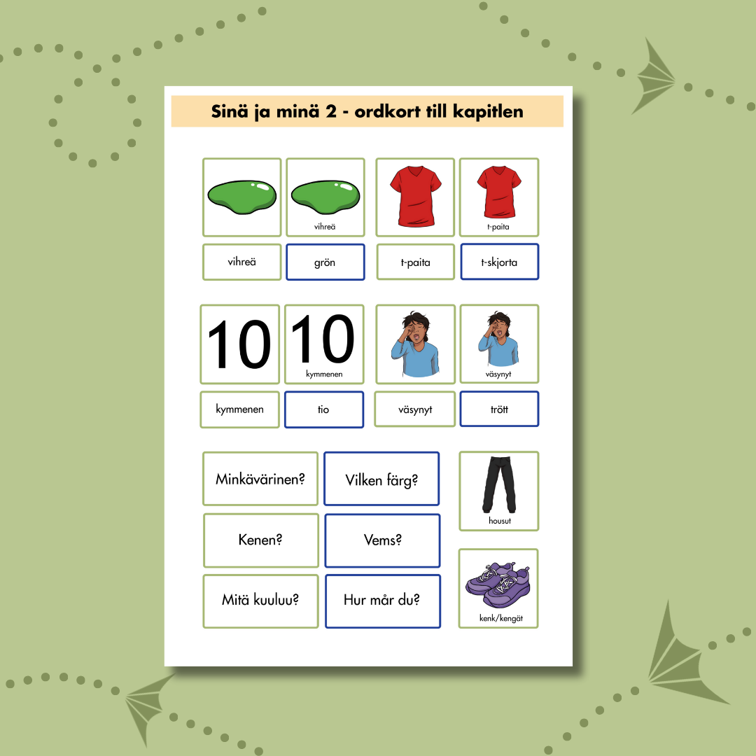 Pärmbilden för Sinä ja minä 2 - ord- och bildkort